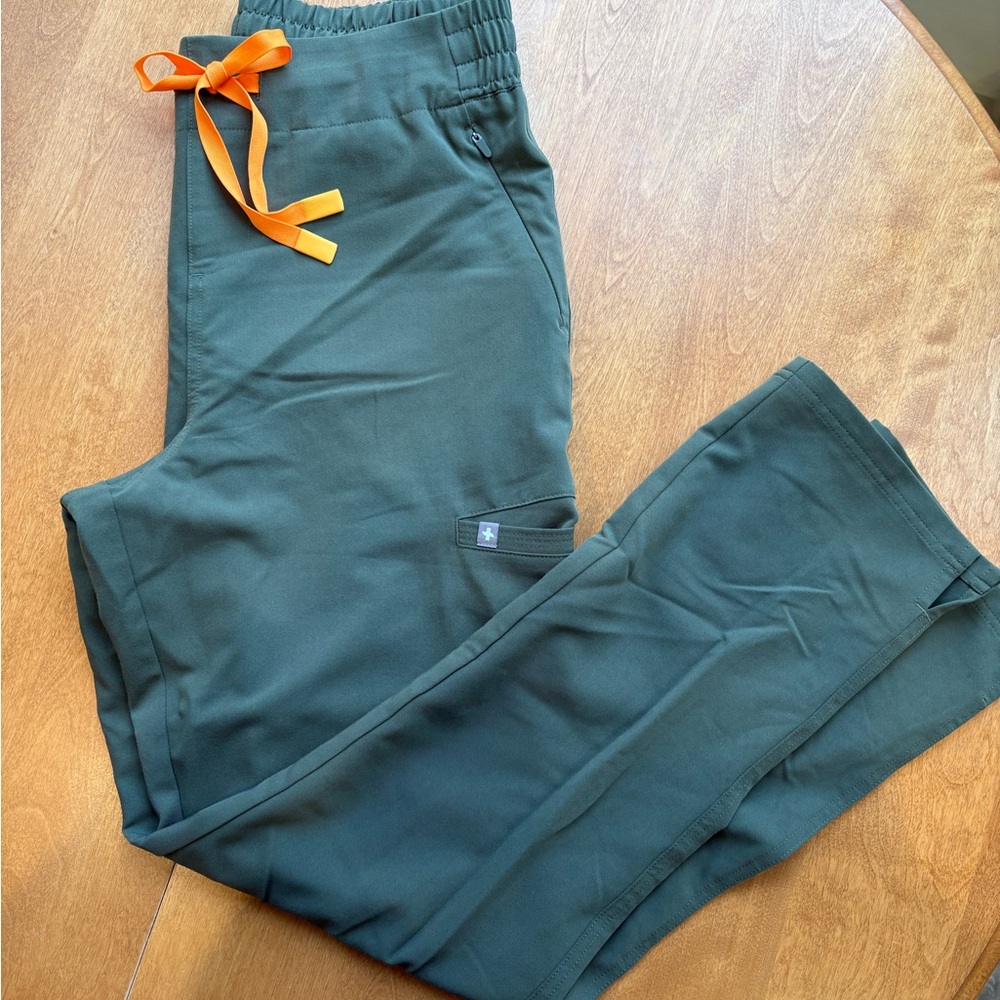 Figs Women's Straight Leg Pants - Army Green with Orange Tie